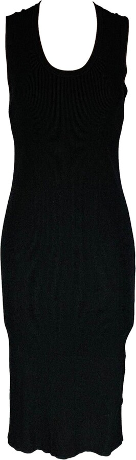 Helmut Lang Size L Black Ribbed Twisted Back Tank Dress