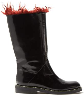 Marni Faux-fur trimmed leather boots
