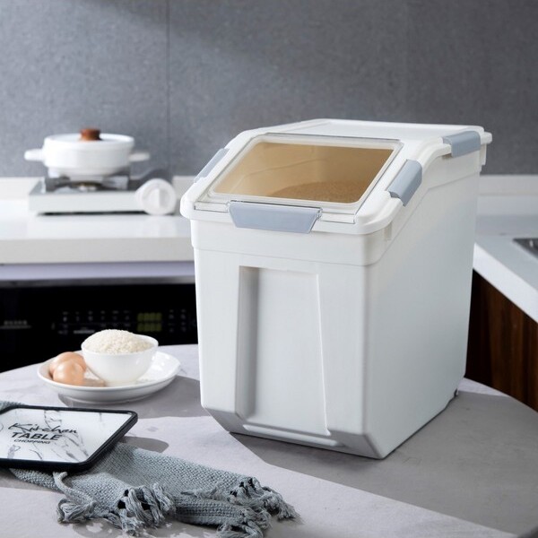 HomeStockFoodStorageContainerwithMeasuringCupBPAfree25LBPetFoodForRice