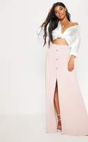 Thumbnail for your product : PrettyLittleThing Blush Satin Button Front Maxi Skirt