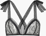 Thumbnail for your product : LOVE Stories Bow-detailed lace and point d'esprit soft-cup triangle bra