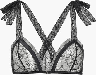 LOVE Stories Bow-detailed lace and point d'esprit soft-cup triangle bra