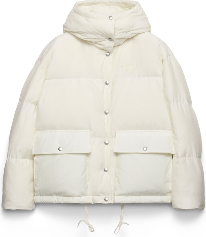 Prada Medium-weight Hooded Soft Fabric Down Jacket Woman White Size 36