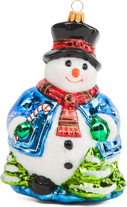 TJMAXX Handcrafted In Poland 6In Snowman With Candy Cane