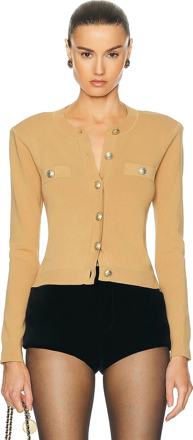 L'Agence Toulouse Cropped Cardi in Tan