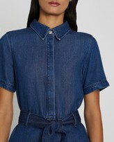 Thumbnail for your product : 7 For All Mankind Denim Lustre Belted Shirtdress in Dark Indigo