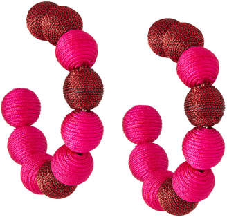 Lydell NYC Wrapped Ball Hoop Earrings, Pink/Red