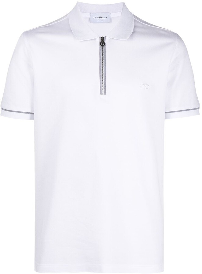 black zip up polo shirt