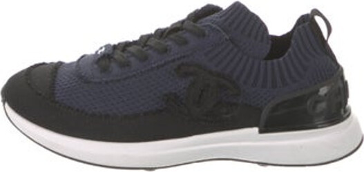 Chanel White/Black Knit Fabric and Suede CC Low Top Sneakers Size 40 -  ShopStyle