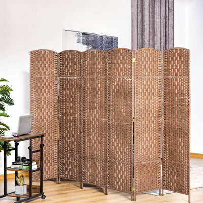 StoneStory Natural Weave Privacy Screen Room Divider Stylish 6 Partition Foldable And Practical - Natural Artistic Partition For Privacy Portable Focused Set