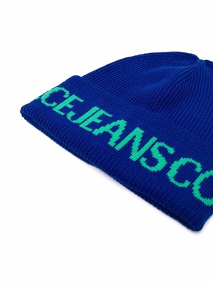 Versace Jeans Couture Logo-Print Ribbed-Knit Beanie