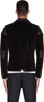 Thumbnail for your product : Diesel Black Velveteen & Leather Noklang Biker Jacket