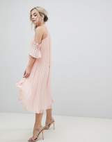 Thumbnail for your product : True Decadence Petite Pleated Swing Dress With Cold Shoulder Detail