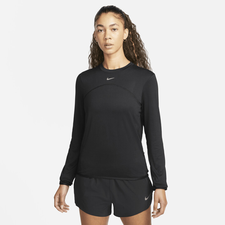 Nike Women's Dri-FIT Swift Element UV Crew-Neck Running Top in Black | FB4297-010