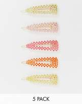 Thumbnail for your product : ASOS DESIGN pack of 5 snap shape hair clips in colour pop beads