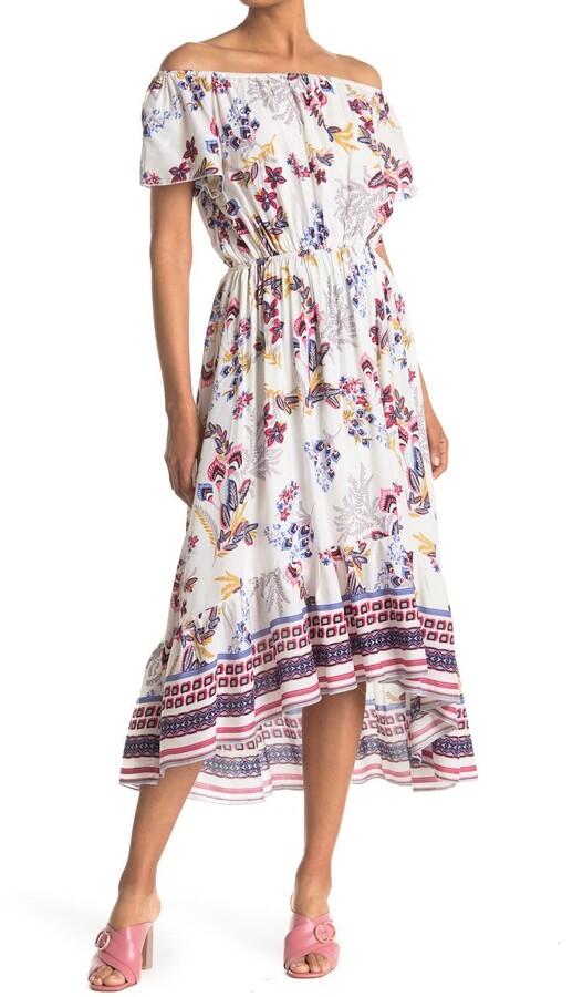 Papillon Floral Off-the-Shoulder High/Low Maxi Dress - ShopStyle