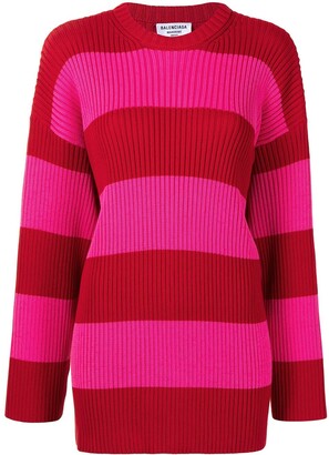 Balenciaga Logo-Print Striped Cotton Jumper - ShopStyle Sweaters