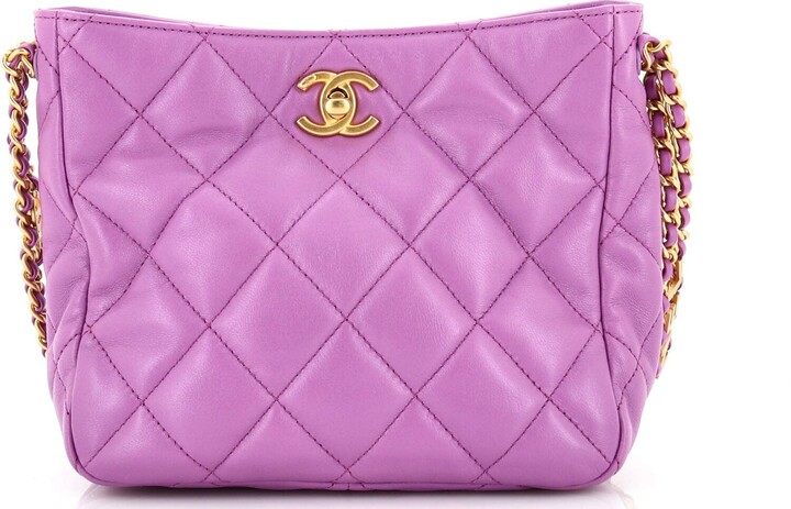 CHANEL Patent Calfskin Resin Quilted CC Heart Clutch With Chain