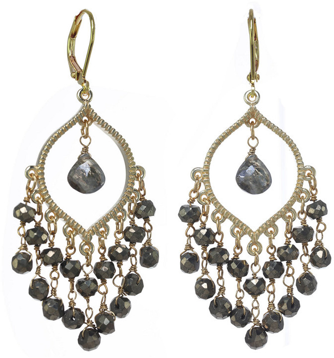 Rachel Reinhardt 14K Over Silver Pyrite Fringe Chandelier Earrings