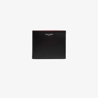 Saint Laurent black and red bandana lined leather wallet