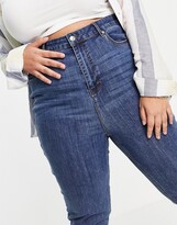 Thumbnail for your product : Don't Think Twice Plus DTT Plus Ellie high waisted skinny jeans in mid blue