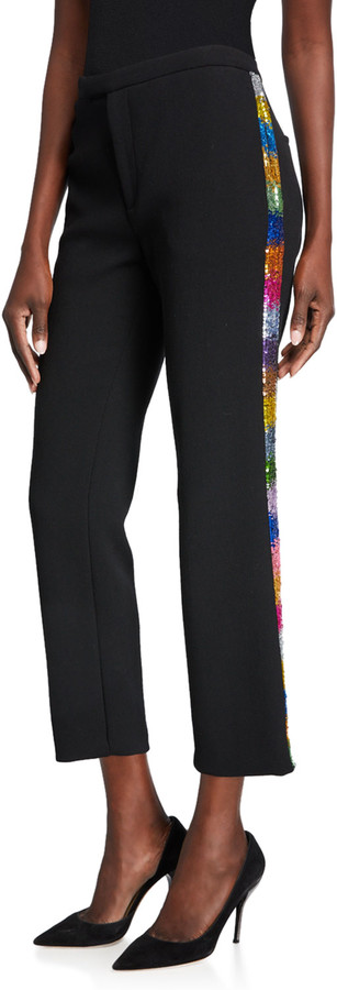 black pants with sequin stripe