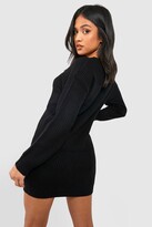 Thumbnail for your product : boohoo Petite Rib V-Neck Jumper Dress