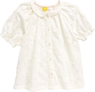 Boden Kids' Embroidered Appliqué Puff Sleeve Top