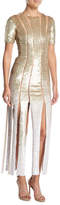 Thumbnail for your product : Oscar de la Renta Short-Sleeve Sequin Evening Gown w/ Carwash Hem