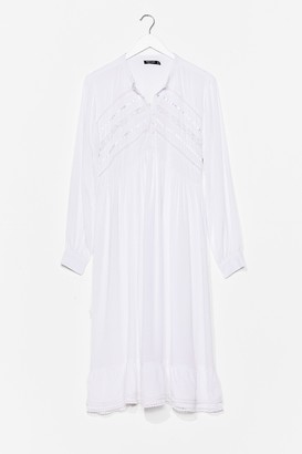 Nasty Gal Womens Lace Take Our Time Relaxed Midi Dress - White - 8