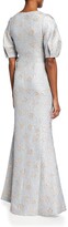 Thumbnail for your product : Rickie Freeman For Teri Jon Puff-Sleeve Jacquard Mock-Wrap Gown