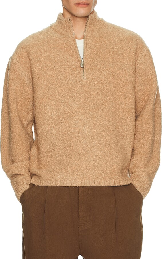 LE 17 SEPTEMBRE Le17Septembre Boucle Half Zip Pullover in Beige