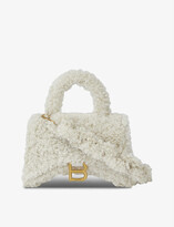 Thumbnail for your product : Balenciaga Hourglass extra-small faux-shearling top handle bag
