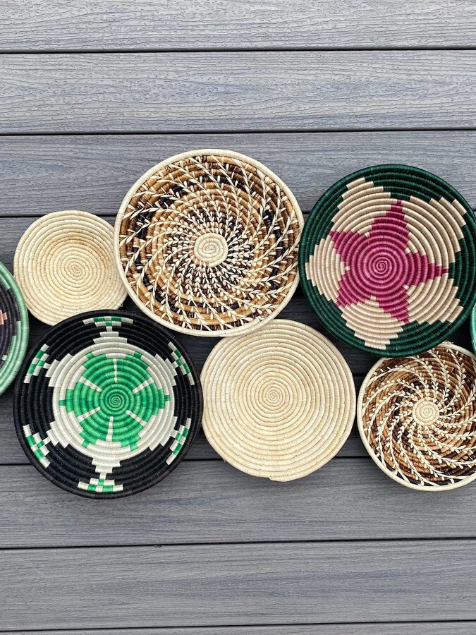 Moon Natural Home Decor Assorted Set of 8 African Baskets 7.5"12" Wall
