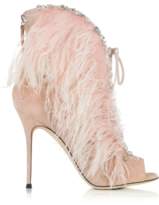 Thumbnail for your product : Giuseppe Zanotti Charleston Pink Suede and Feathers High Heel Sandals