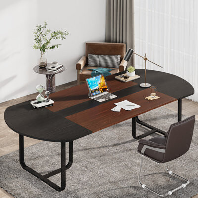 17 Stories Voelcker 70.86'' W Oval Executive Desk Computer Desk for Home Office