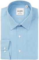 Thumbnail for your product : Ben Sherman Long Sleeve Tailored Slim Fit Teal Houndstooth Dress Shirt