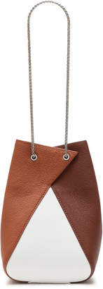 THE VOLON Chain-embellished Color-block Textured-leather Bucket Bag