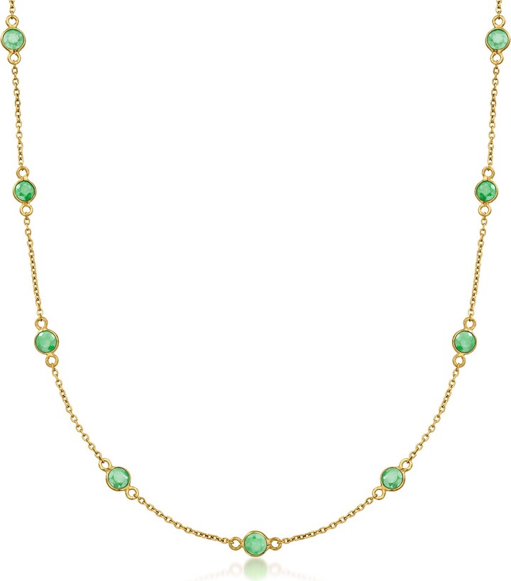 Emerald Station Necklace in 18kt Gold Over Sterling