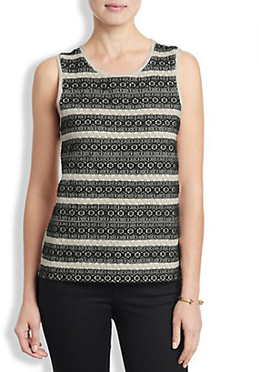 Lucky Brand Striped Embroidered Tank