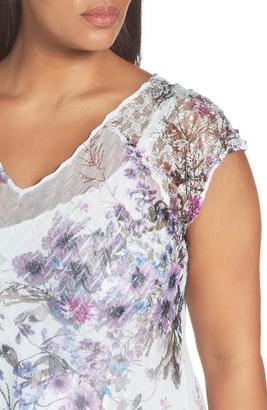 Komarov Plus Size Women's Print A-Line Dress & Shawl