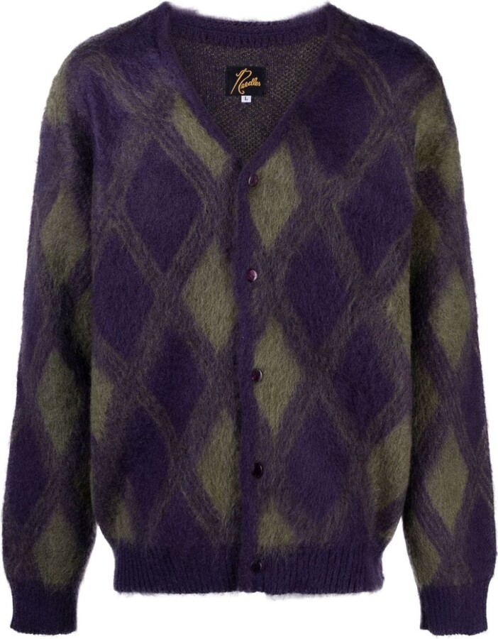 Camo Mohair Cardigan in Olive