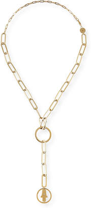 Jennifer Zeuner Jewelry Casia Chunky Chain Short Lariat Necklace with Hamsa Pendant