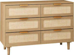 Ebern Designs Drae 6-Drawers Rattan Dresser Rattan Bedroom Furniture Rattan Storage Rattan Chest