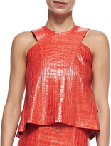 Thumbnail for your product : Alexis Arles Croc-Embossed Leather Top
