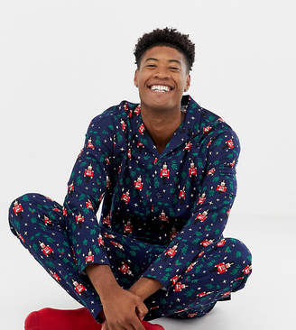 ASOS DESIGN TALL mr & mrs Holidays woven pyjama set with nutcracker design