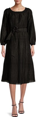 Donna Karan Belted Peasant Dress