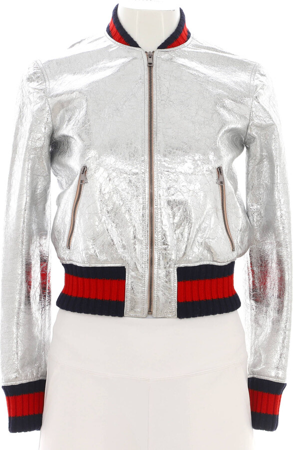 Gucci Women's Bomber Jacket Metallic Leather