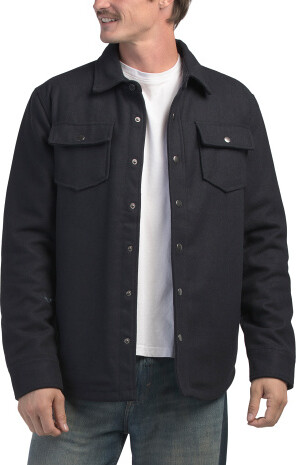 TJMAXX Wool Blend Shirt Jacket For Men, Polyester/Acrylic/Wool