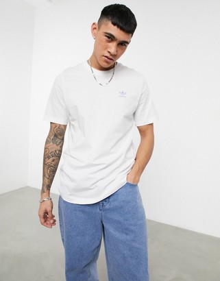 adidas essentials t-shirt in white with small lilac logo - ShopStyle